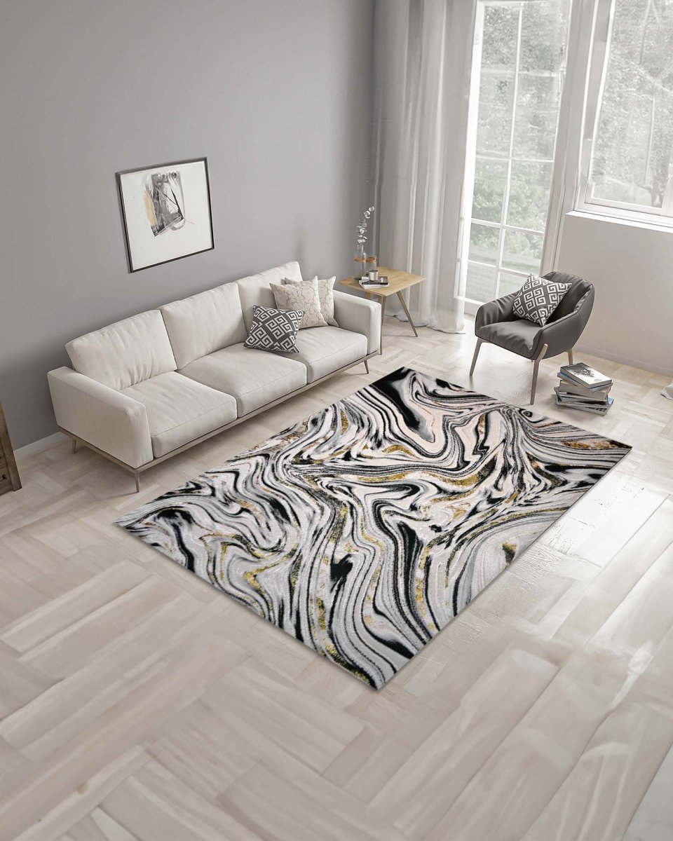 Alfombra Gamma 412A Blanco Negro Kodaz Carpet
