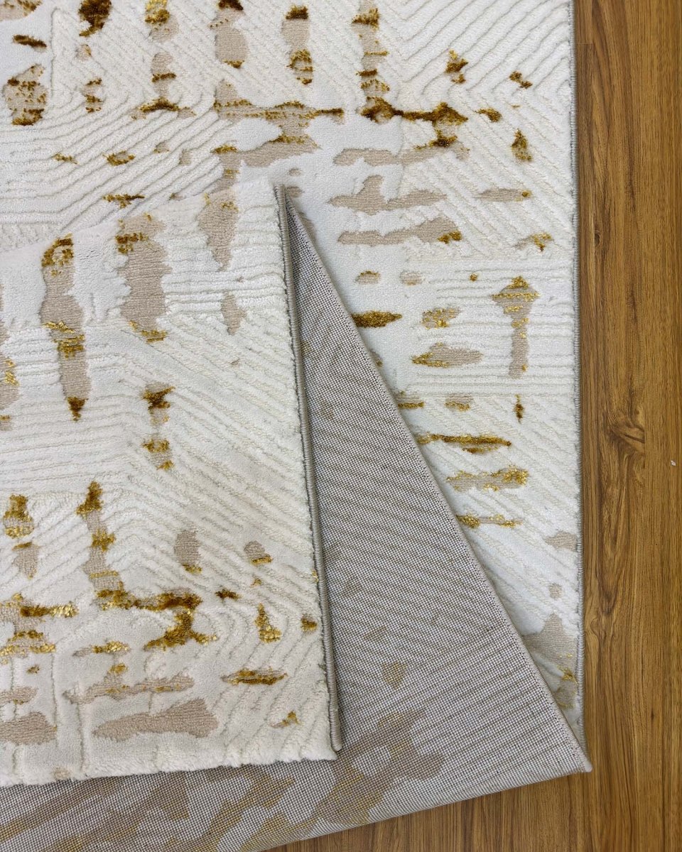 Alfombra Gamma 697A Blanco Dorado Kodaz Carpet