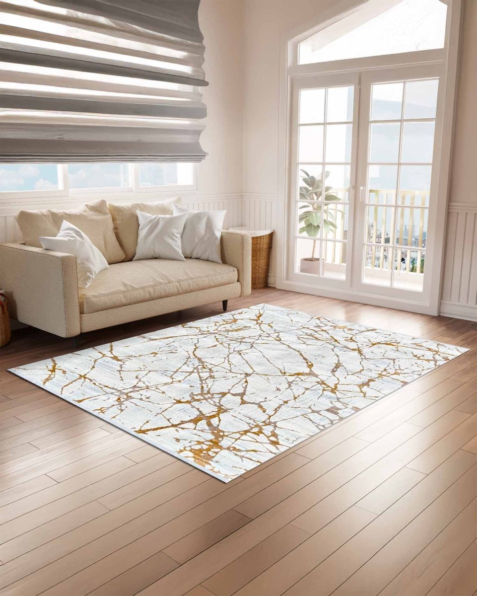 Alfombra Lotus 418 Blanco Dorado Kodaz Carpet