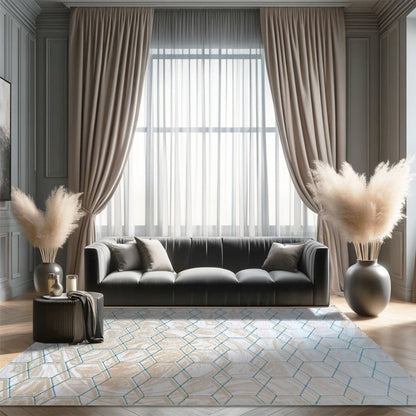 Delta 545A Beige Azul | Alfombra Kodaz Carpet