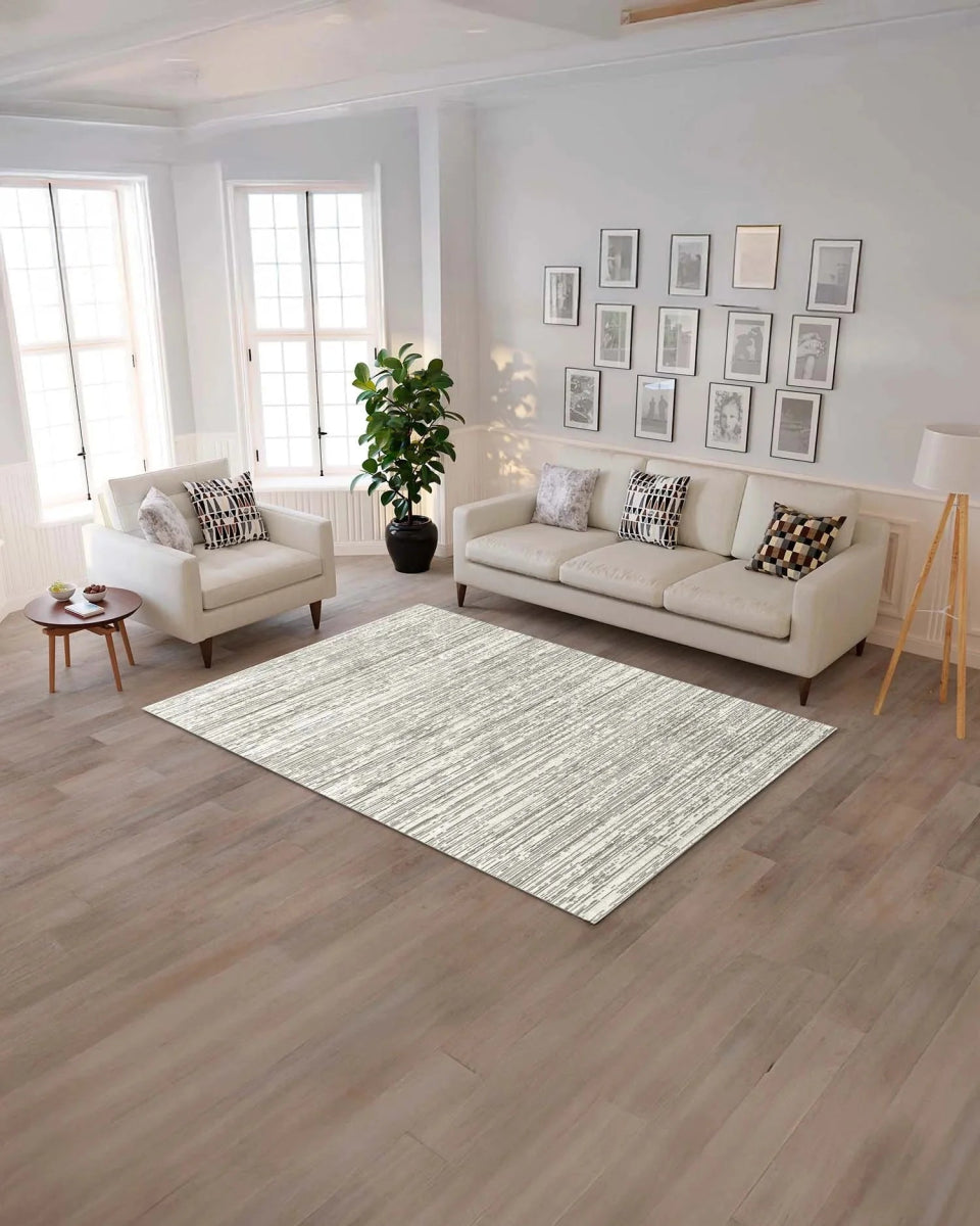 Alfombra Prada 386 Crema Plateado Kodaz Carpet
